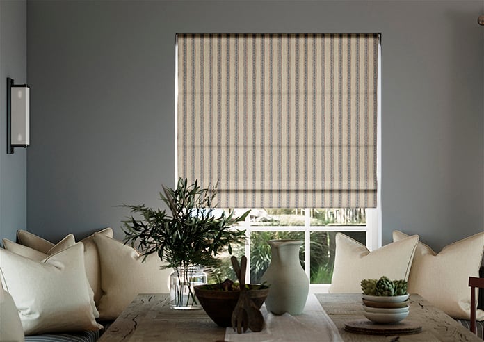 Emily Bond Block Printed Stripe, Blue & Red - Roman Blind - Image 3